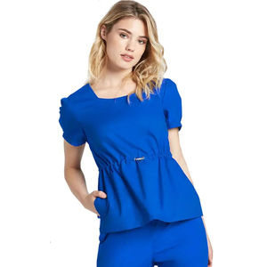 Uniformes Médicos Personalizados Antiarrugas para Spa, Conjunto de Blusa y Pantalón con Cuello en V para Enfermeras - Product Image 4