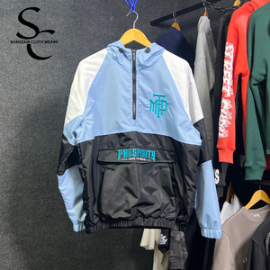 Custom Hooded Windbreaker <b>Jacket</b> 100% Nylon Fabric <b>Waterproof</b> High Street Style with Real Fabric Panels and Inner Mesh - Product Image 6