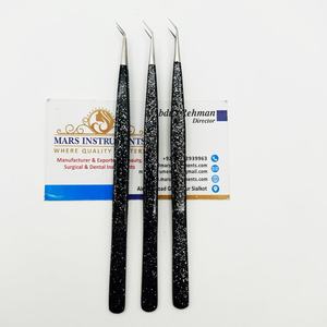 Isolation professionnelle 45 degrés noir paillettes fibre pointe extension de cils pince à épiler cils artiste marque privée - Product Image 3