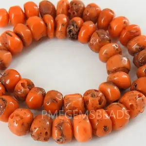 이탈리아 오렌지 산호 부드러운 라운델 구슬 수제 느슨한 돌 만들기 보석 도매상 용품 100% 천연