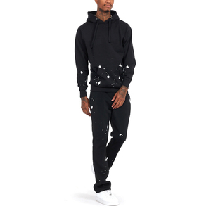 Venta al por mayor de alta calidad Puff impresión apilada trajes de sudor para los hombres de dos piezas pantalones acampanados sudaderas con capucha conjuntos de secado rápido trajes de chándal para hombres - Product Image 6
