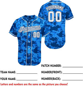 Maillot de baseball camouflage imprimé en gros pour hommes, uniforme sportif d'équipe, séchage rapide, antibactérien, en polyester avec maille cousue - Product Image 4