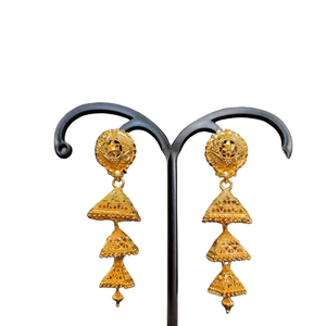 Juego de pendientes de nuevo estilo con diseño elegante de 22CT chapado en oro Jhumka pendientes joyería para mujer desgaste por exportadores - Product Image 2