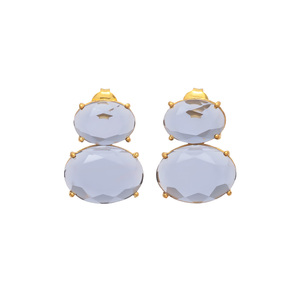 Boucles d'oreilles ovales, pierres précieuses bleues, en argent Sterling 925, forme ovale, bijoux argentés, boucles d'oreilles - Product Image 1