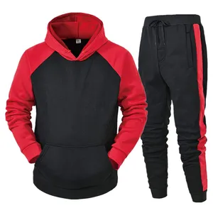 定制男式2023合身套头衫慢跑运动服红色袖子黑色面板因果运动服男式运动服