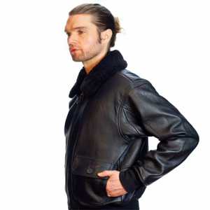 Unisex Formal Designer <b>Leather</b> Bomber <b>Jacket</b> with Waterproof Windproof Features for Harsh Winters and Trendy Styling - Product Image 2