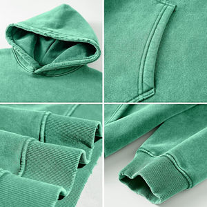 2025 nueva llegada Sudadera con capucha desgastada para hombres Casual Vintage ácido lavado 100% algodón gota hombro Sudadera con capucha básicos algodón mezclado - Product Image 4