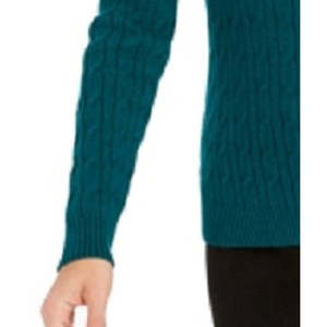 Pull en maille torsadée vert premium pour femme Charter Club, avec appliques boutonnées, fin, respirant, style ouvert décontracté, hiver, taille L - Product Image 3