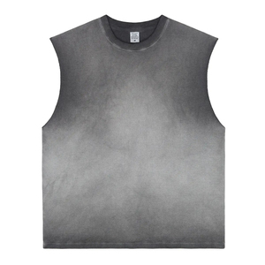ยิมระบายอากาศ TankTops ชุดเดี่ยวที่กําหนดเองของผู้ชายสไตล์ถนนสูงเสื้อกล้ามยางขนาดสหรัฐอเมริกาเสื้อกล้ามผู้ชายยืดได้โลโก้ที่กําหนดเอง - Product Image 6