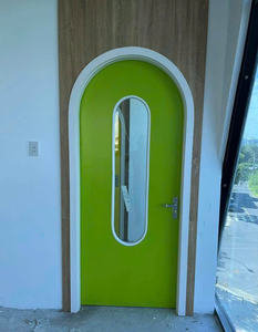 Porte en film PVC WPC arquée DEWOO, style minimaliste, surface finie, imperméable, pour salon/toilettes, ouverture manuelle, bois-plastique - Product Image 4