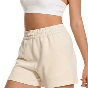 Short de survêtement de gymnastique en coton avec logo personnalisé pour femmes, brodé de poches latérales, taille élastique, coupe ample, respirant, décontracté - Product Image 3