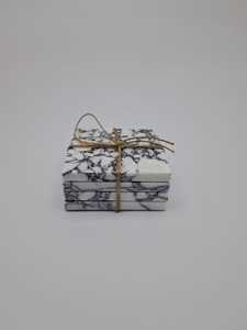 Juego de Posavasos Cuadrados de Mármol Calacatta Viola Hechos a Mano, Elegantes Posavasos de Piedra para Bebidas, Regalo - Product Image 3