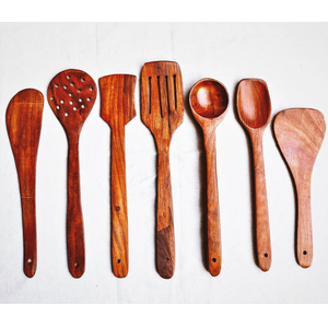 Cucharas de diseño clásico de madera, Decoración de cocina, diseño de restaurante y Hotel, cubiertos naturales con diseño de acabado pintado - Product Image 1