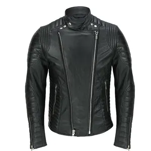 Nueva chaqueta de cuero para hombre, chaqueta de cuero cómoda con cuello levantado para hombre, chaqueta de cuero para hombre de tamaño personalizado