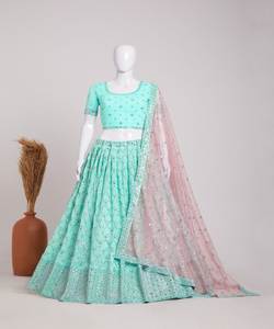 Green Goddess Lehenga Choli Collection: des teintes inspirées de la nature pour une beauté rayonnante brillent avec des styles inspirés des célébrités - Product Image 4