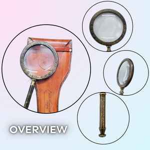 Lupa de latón de mano antigua Henry London Estilo marino vintage con estuche de cuero Múltiple - Product Image 3