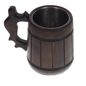 ถ้วยเหล็กทำจากไม้แบบโบราณทำจากไม้ถ้วยเบียร์ที่มีด้ามจับที่น่าสนใจน้ำผลไม้สำหรับดื่มขนาดพิเศษ - Product Image 1