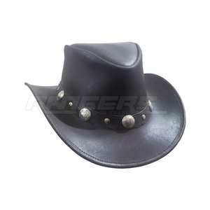 Sombrero de Vaquero de Cuero de Búfalo con Banda de Conchos, Moda para Exteriores, Marca Privada, Sombrero de Cuero para Hombre - Product Image 1