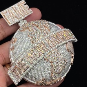 Pendentif personnalisé 3D avec nom, argent sterling 925, diamant moissanite VVS, style hip-hop, or, personnalisé, certifié IGI, unisexe - Product Image 1