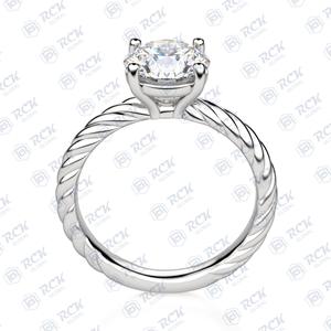 Anillo de moissanita solitario de corte redondo CTW 2,00 para mujer, anillo de regalo de aniversario y cumpleaños para seres queridos - Product Image 5