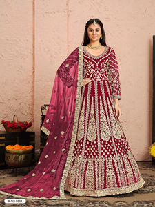 Heavy bordado Anarkali Salwar Kameez colección frente trasero red para bodas fiesta hasta el suelo ropa India pakistaní - Product Image 6