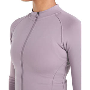 Chaqueta de gimnasio con logotipo personalizado para mujer, forro polar holgado Totalmente personalizado con cremallera larga, ropa informal, procesamiento de punto de estilo más famoso - Product Image 4