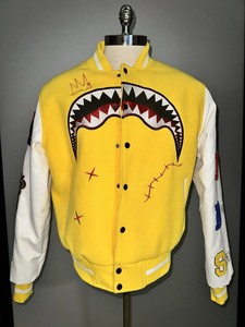 Veste bomber en cuir de haute qualité avec logo brodé en chenille d'hiver, veste universitaire unisexe en cuir PU, vente en gros - Product Image 4