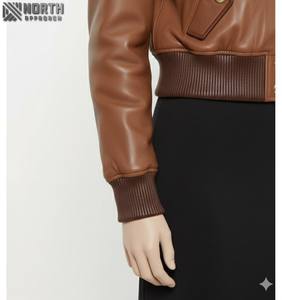 เสื้อแจ็กเก็ตแฟชั่นหนังแกะแท้สำหรับผู้หญิงเสื้อแจ็กเก็ตสไตล์ใหม่ระบายอากาศได้ดีดีไซน์ตามสั่ง100% - Product Image 4