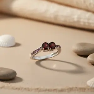 "925 <b>Silver</b> Fashion <b>Garnet</b> <b>Ring</b> for Women's Anniversary Gift" - Product Image 2