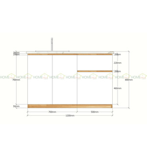 Meuble bas de cuisine moderne Modèle 002-120x60x80cm en acier inoxydable et panneau mélaminé pour îlots en appartements TBD68002 - Product Image 6