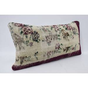 หมอนลายวินเทจผ้าวูลสีเบจผ้าขนแกะสีเบจ12X24นิ้วเทคนิคการเย็บปะติดปะต่อกันแบบองุ่นทอ - Product Image 3