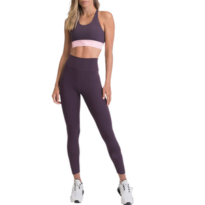 Ensemble de Yoga sans couture à séchage rapide pour femmes soutien-gorge de sport réversible Leggings respirant athlétique Fitness hauts bas motif solide XS - Product Image 2
