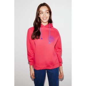 ETHIQUET Polinia Sudadera con capucha para mujer, forro polar, estampado en el busto, corte regular, cordón de contraste - Product Image 1