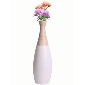 Juego de flores de bambú hilado blanco sólido al por mayor, jarrón único de varias formas para Decoración de mesa interior - Product Image 3
