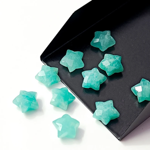 Briolette con forma de estrella facetada de amazonita, cuentas de piedras preciosas con forma de estrella de amazonita natural, cuentas talladas a mano, cuentas de estrella de amazonita de 10MM - Product Image 3