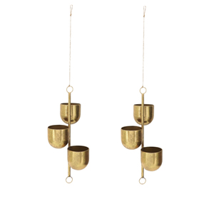 Jardinière suspendue en métal plaqué or de style tendance OEM Forme et taille personnalisées Application de jardin Utilisation du sol disponible au prix - Product Image 3