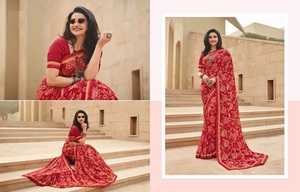 Accessoire de mode adulte pour femme Sari imprimé en soie Georgette lourde nouvellement lancé - Product Image 5