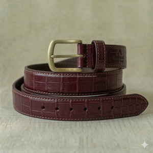 Ceinture en cuir de vachette pour homme avec boucle en cuivre vintage de luxe, durable et imperméable, tannage végétal - Product Image 1
