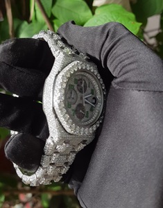 Cao cấp vvs thời trang sang trọng cơ khí đồng hồ tùy chỉnh Trắng moissanite kim cương bezel Analog Hiển thị hình chữ nhật thép không gỉ - Product Image 4