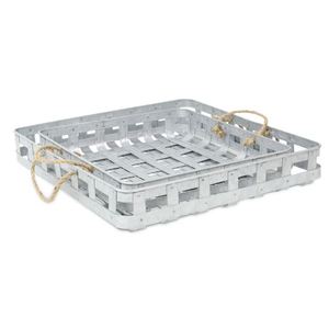 Plateau décoratif en métal unique et de luxe avec poignées de corde et grande vive pour une utilisation pour fournir un thé, un café et toute boisson - Product Image 2