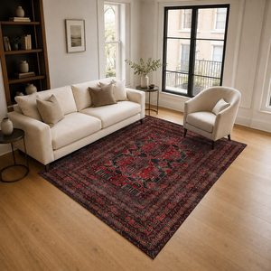 <b>RUGS</b> DEPOT LXDP-0285 Wholesale Black Charcoal Bohemian Persian Digital Printed Machine Washable Chenille Area <b>Rug</b> <b>Non</b> <b>Slip</b> - Product Image 2