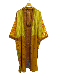 เสื้อคลุมเจ้าสาวน้ำหนักเบาชุดคลุมผ้าไหมสำหรับผู้หญิงชุดนอนเสื้อคลุมยาวพิมพ์ลายดอกไม้อินเดียชุดกิโมโนผ้าไหมส่าหรีรีไซเคิลวินเทจ - Product Image 5