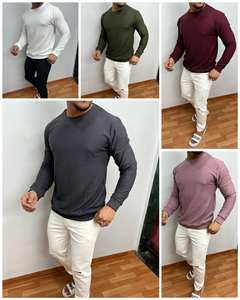 T-shirt vierge personnalisé à manches longues unisexe 100% coton évacuant l'humidité T-shirt de bonne qualité vintage et technique - Product Image 6