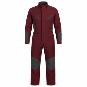Overol Industrial para Hombre, Color Rojo Borgoña, Paneles de Grafito, Cuello Alto, Rodilleras Curvas, Reforzado en las Rodillas, Multibolsillos - Product Image 1