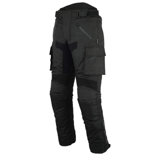 Pantalon de moto textile coupe-vent certifié CE avec fermetures à glissière latérales pleine longueur, armure imprimée de grande taille pour un ajustement facile - Product Image 1
