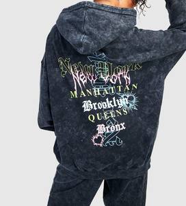 Nouveauté Vêtements de sport pour femmes Ensemble survêtement imprimé délavé à l'acide Broderie Grande taille Pull à épaules tombantes Ensemble pantalon Hiver - Product Image 3