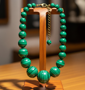 Top vente femmes 18 pouces argent 925 serrure noué à la main Design accessoire de mode à la mode Malachite pierre collier de perles - Product Image 4