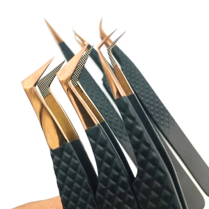 Pince à épiler professionnelle à pointe en fibre de marque privée en gros pince à épiler d'extension de cils pince à épiler d'extension de cils de volume - Product Image 2