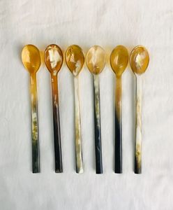 High Quality Natural Horn <b>Gold</b> Plated Mirror Salad <b>Serving</b> <b>Spoon</b> Customized Design Eco-Friendly Home Hotel Wedding Party - Product Image 1
