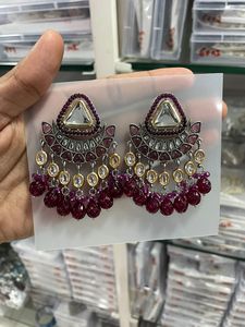 INDIEN DERNIÈRE TRADITIONNELLE KUNDAN HAUTE PLAQUÉ OR AVEC PERLE DESIGNER BELLE FANTAISIE KUNDAN BOUCLES D'OREILLES ENSEMBLE POUR FEMMES ET FILLES - Product Image 5